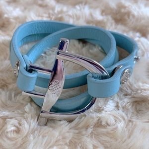 Teal Leather Buckle Double Wrap Bracelet